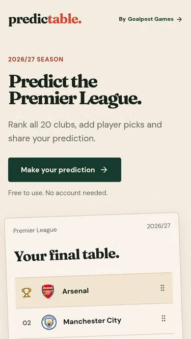 Screenshot of predictable.to