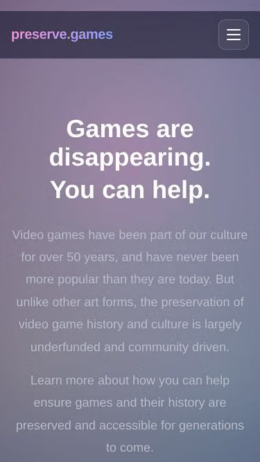 Screenshot of preserve.games