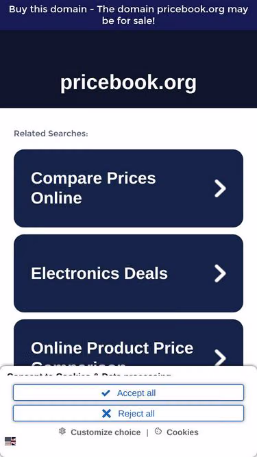 Screenshot of pricebook.org