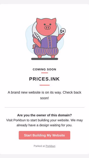 Screenshot of prices.ink