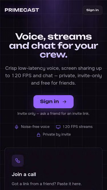 Screenshot of primecast.win