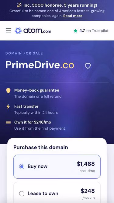 Screenshot of primedrive.app