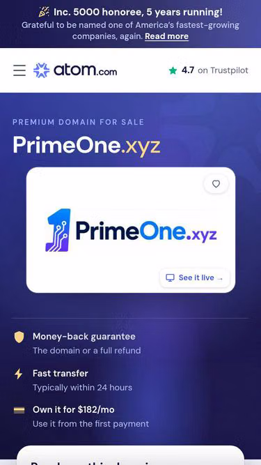 Screenshot of primeone.xyz