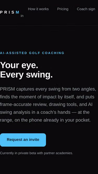 Screenshot of prism.golf