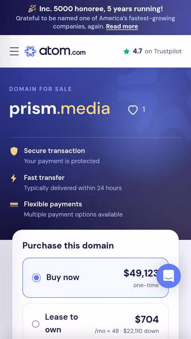 Screenshot of prism.media