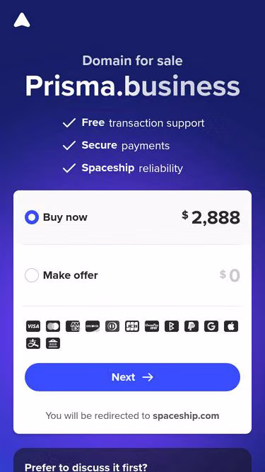 Screenshot of prisma.business