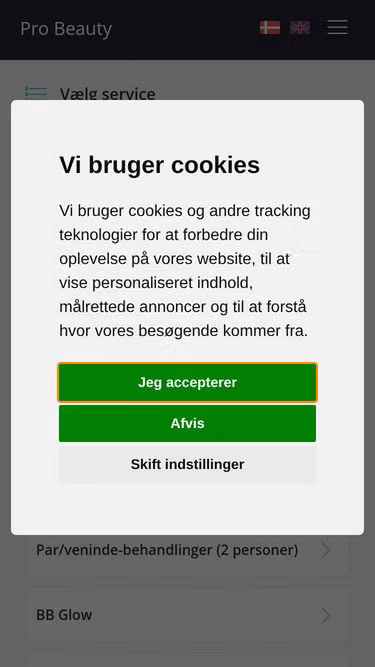 Screenshot of probeauty.dk