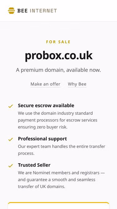 Screenshot of probox.co.uk
