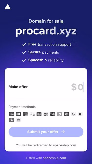 Screenshot of procard.xyz