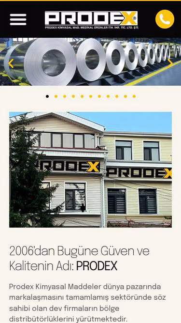 Screenshot of prodex.com.tr