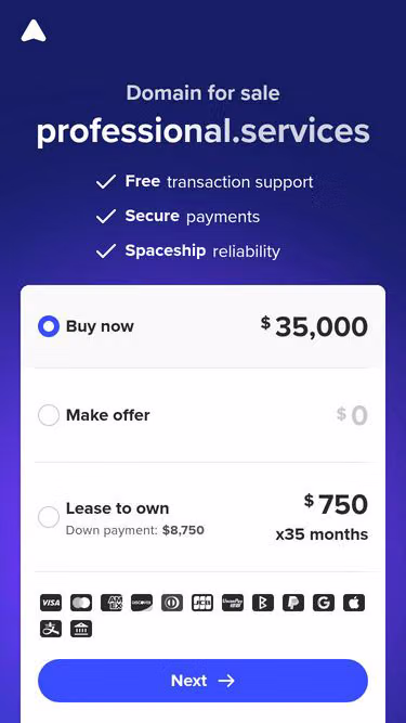 Screenshot of professional.services