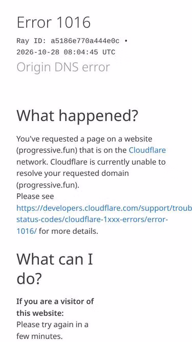 Screenshot of progressive.fun