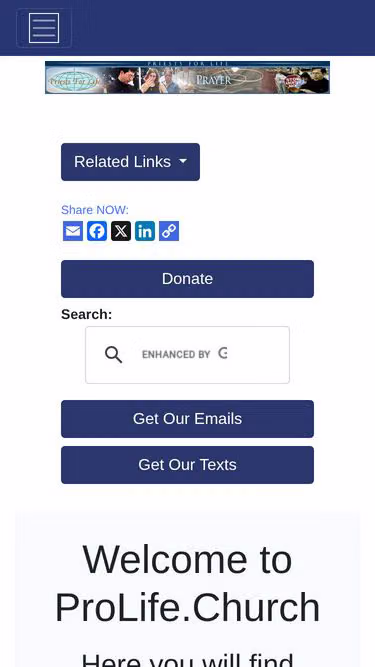 Screenshot of prolife.church