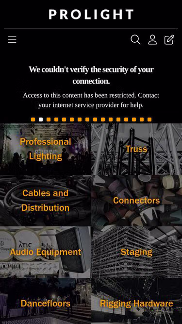Screenshot of prolight.co.uk