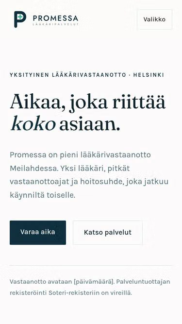 Screenshot of promessa.fi