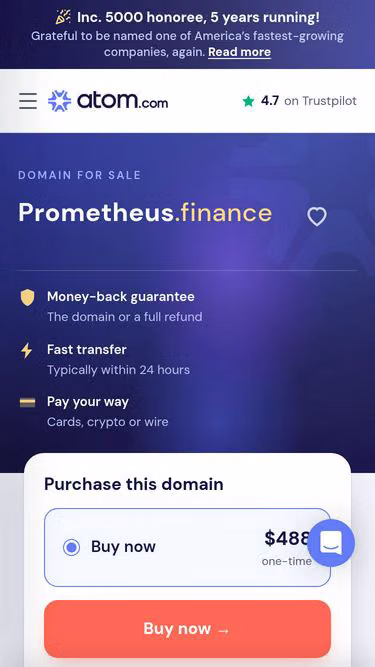 Screenshot of prometheus.finance