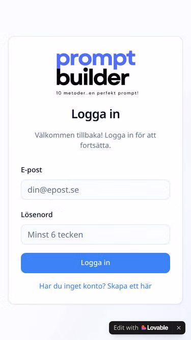 Screenshot of promptbuilder.se