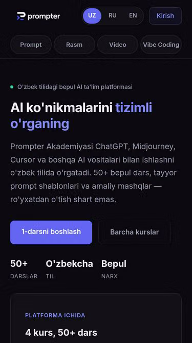 Screenshot of prompter.uz