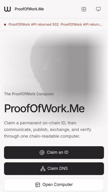 Screenshot of proofofwork.me