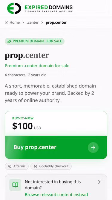 Screenshot of prop.center