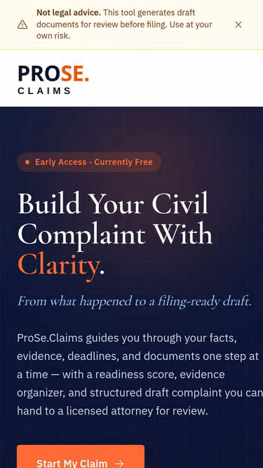 Screenshot of prose.claims