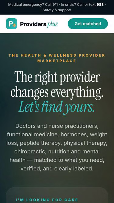 Screenshot of providers.plus