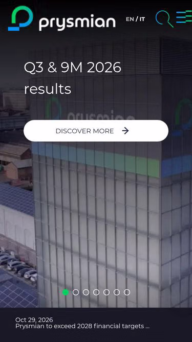 Screenshot of prysmian.cn