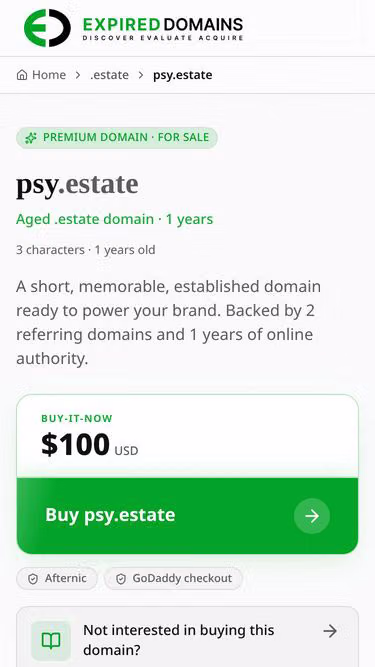 Screenshot of psy.estate