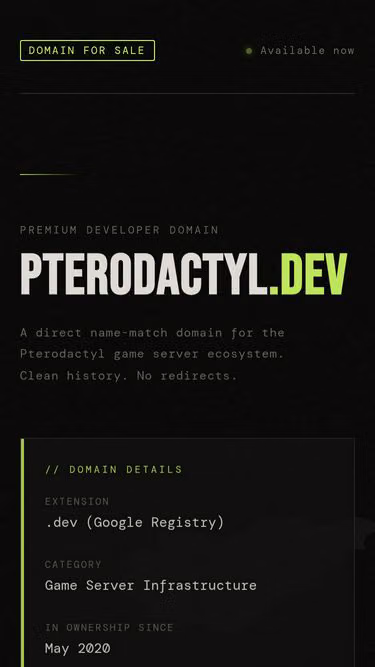 Screenshot of pterodactyl.dev