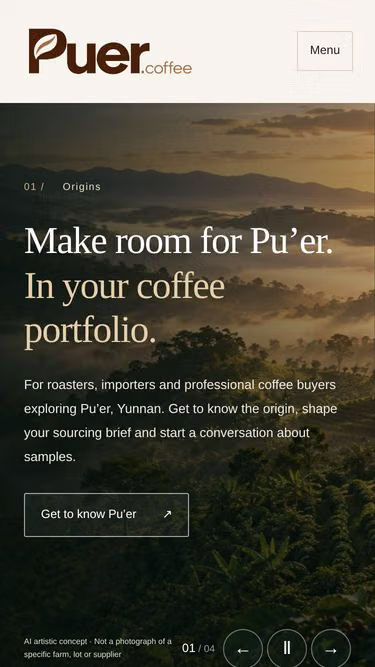 Screenshot of puer.coffee