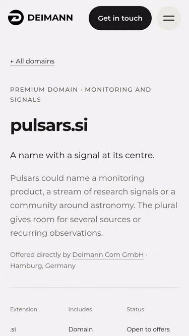 Screenshot of pulsars.si