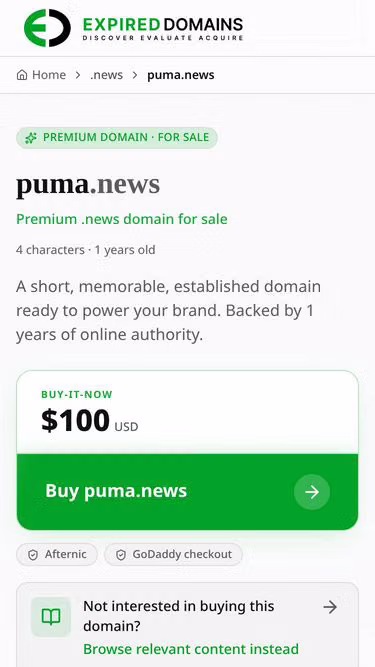 Screenshot of puma.news