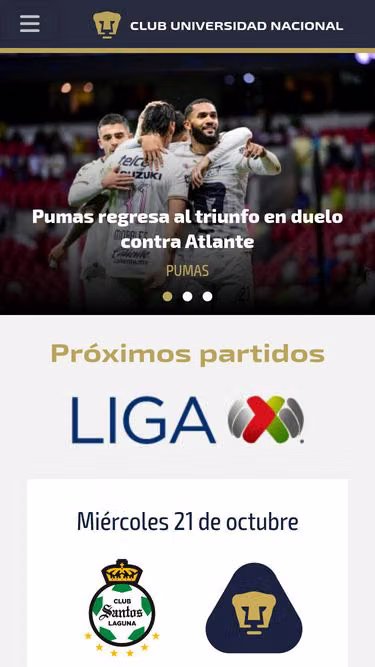 Screenshot of pumas.mx