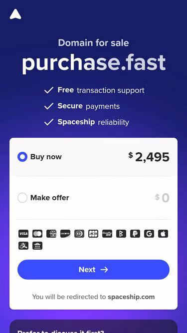 Screenshot of purchase.fast