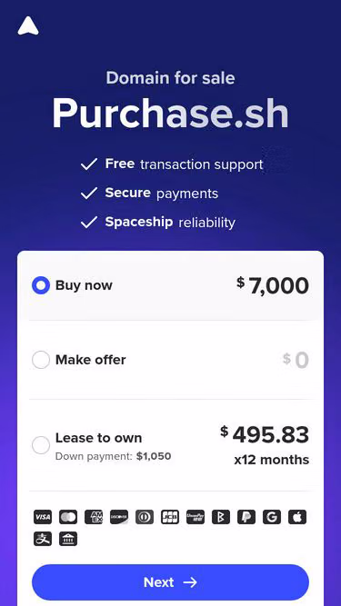 Screenshot of purchase.sh