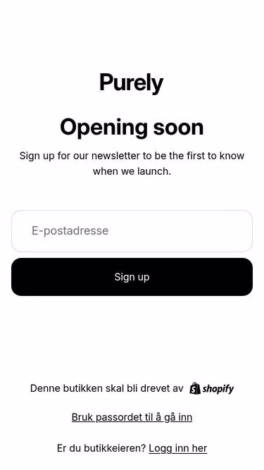 Screenshot of purely.no