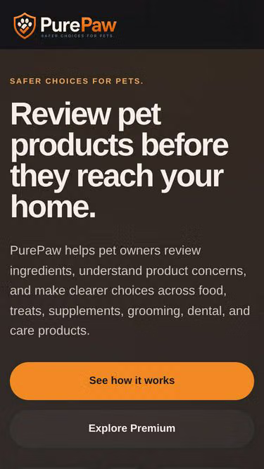 Screenshot of purepaw.app