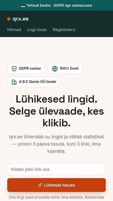 Screenshot of qrx.ee