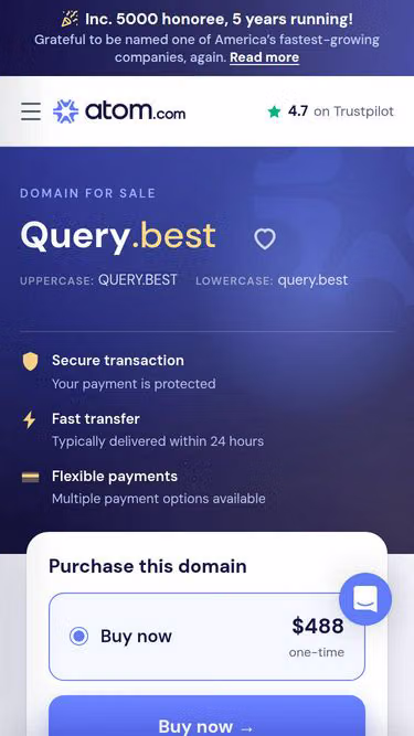 Screenshot of query.best