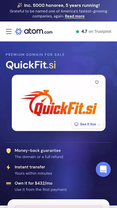 Screenshot of quickfit.si