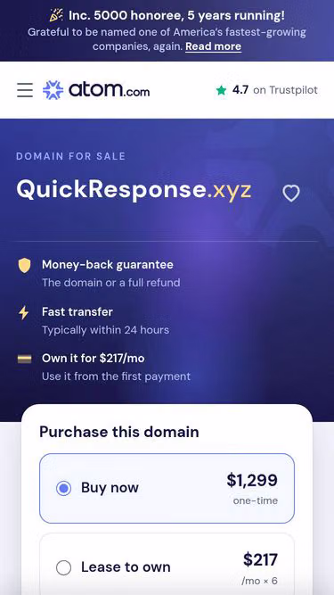 Screenshot of quickresponse.xyz