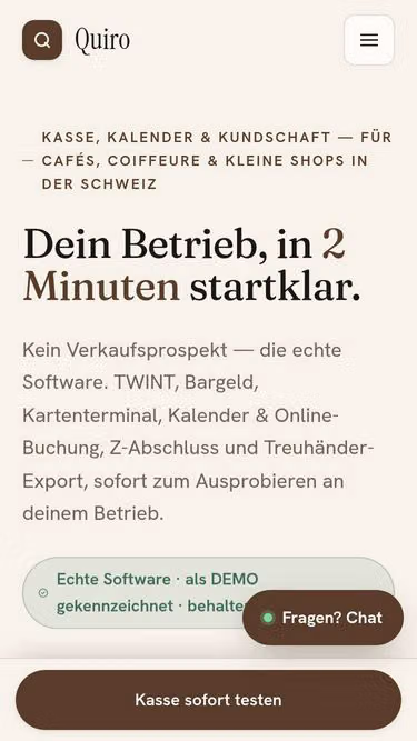 Screenshot of quiro.ch