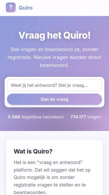 Screenshot of quiro.nl