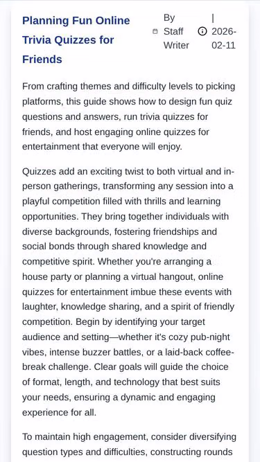 Screenshot of quiz.care