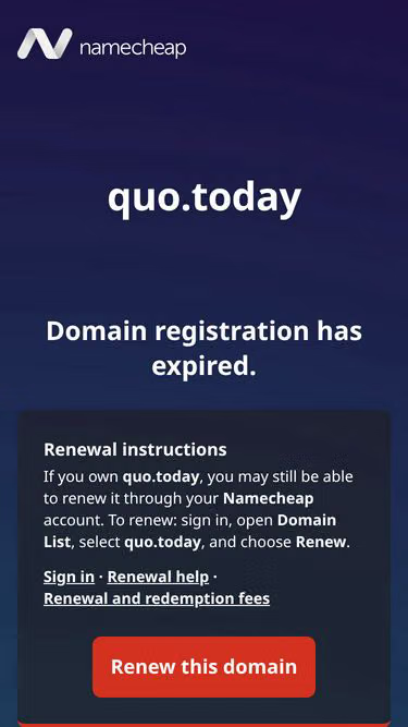 Screenshot of quo.today