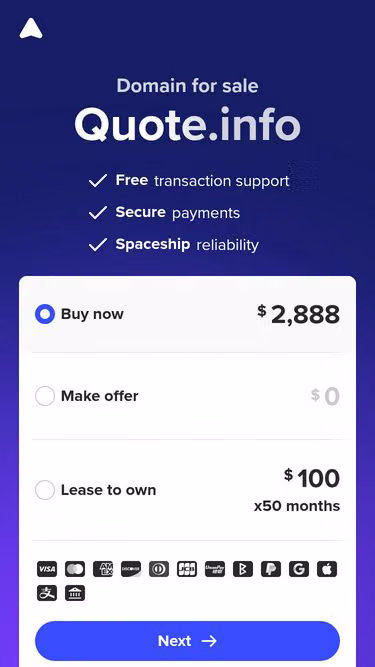 Screenshot of quote.info