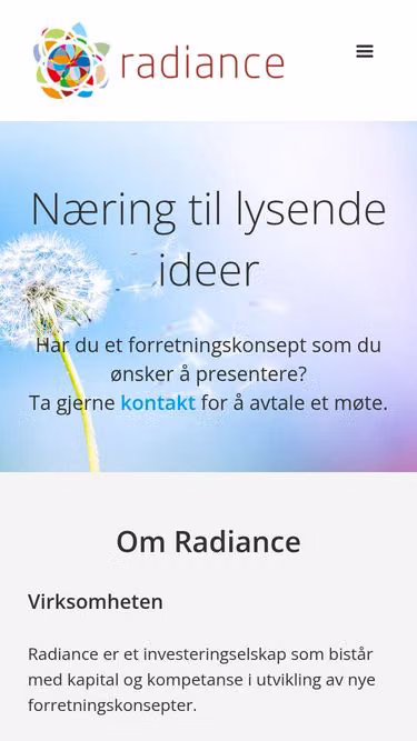 Screenshot of radiance.no