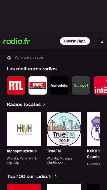 Screenshot of radio.fr