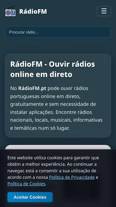 Screenshot of radiofm.pt