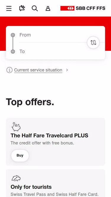Screenshot of rail.ch